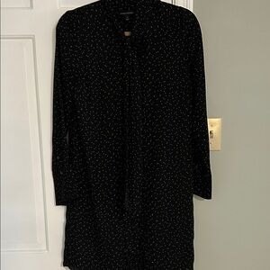Banana Republic Black Dress with White Dot Print - Long Sleeve